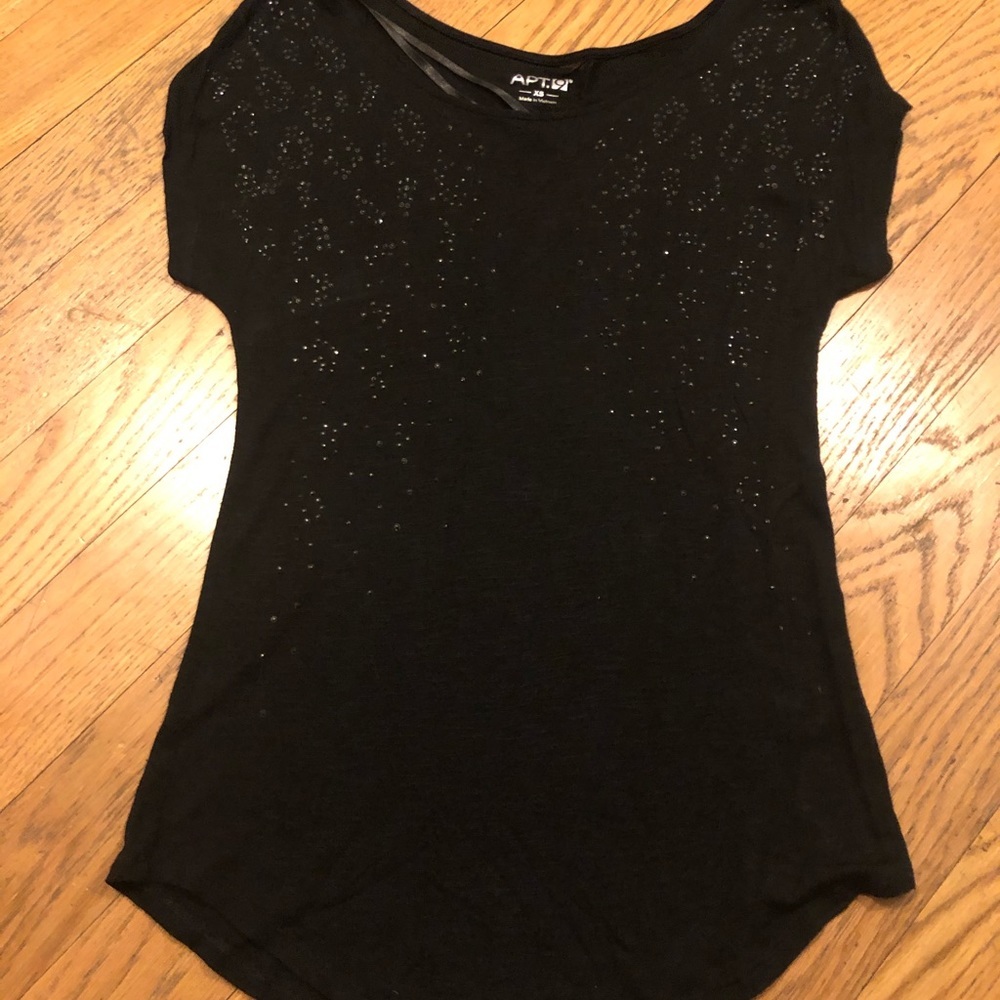 Apt 9 Leopard studded black short sleeve shirt XS